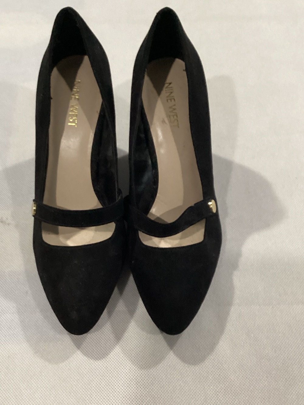 Nine West Black Suede Mary Jane Block Heels - Picture 2 of 6